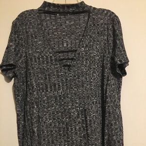 Women’s Dark Grey Choker shirt with V Neck